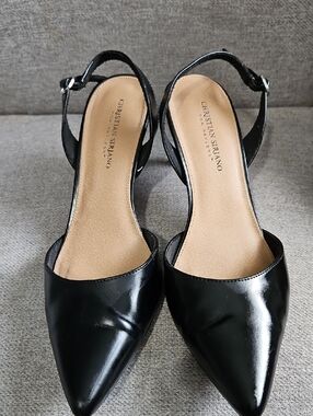 Christian Siriano Black Pointed Slingback Heels